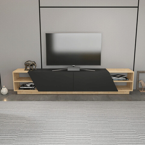Comoda tv, retricy, rhodes, 240x37.1x47.4 cm, pal, stejar / antracit