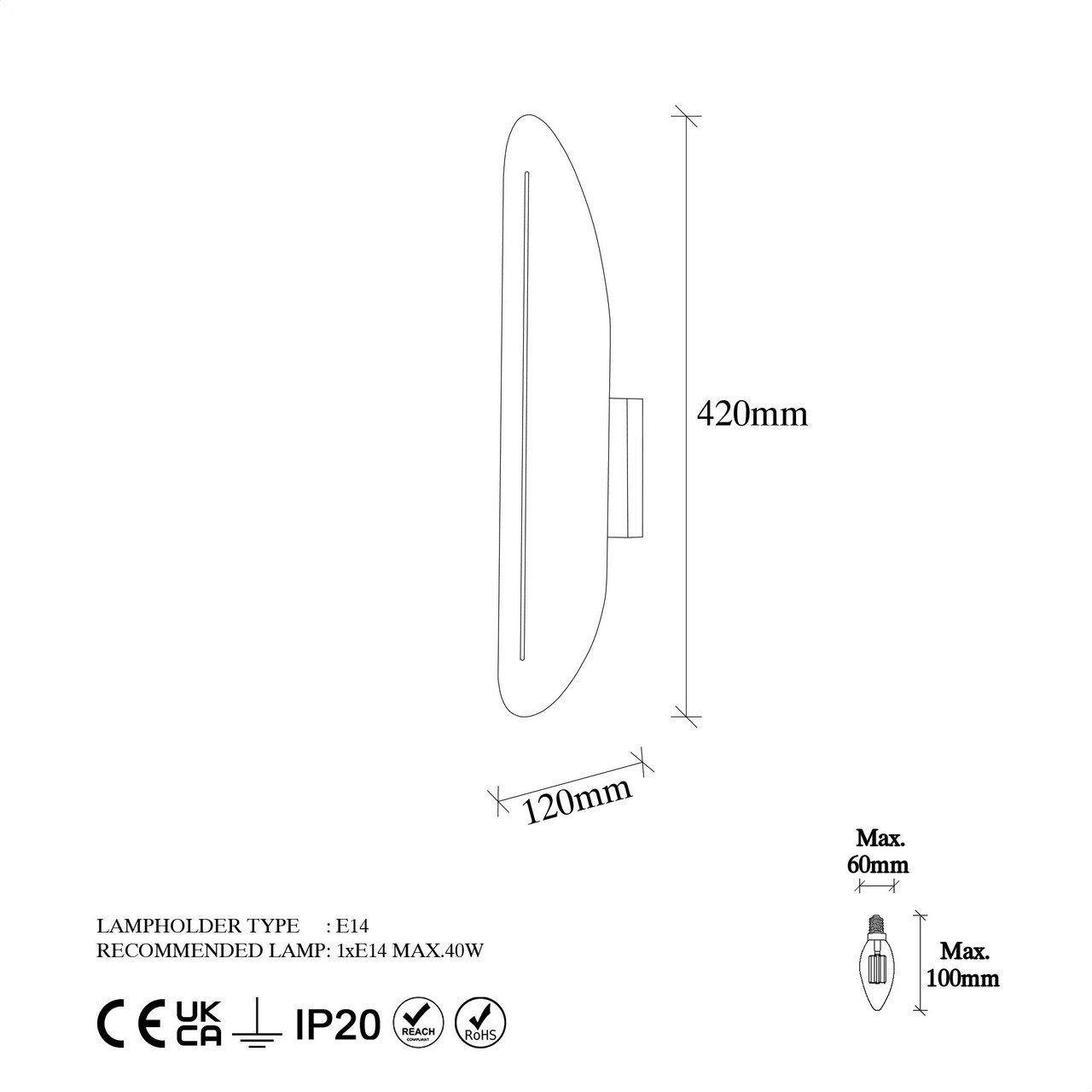 Aplica de perete, Fulgor, 942FLG1278, Metal, Galben închis