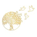 Decoratiune de perete, Tree And Birds 4, Metal, Dimensiune: 61 x 56 cm, Auriu