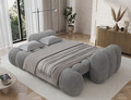 Canapea extensibila 3 locuri ELTAP, Cotonn, 256x119x105 cm, lemn/poliester, gri deschis