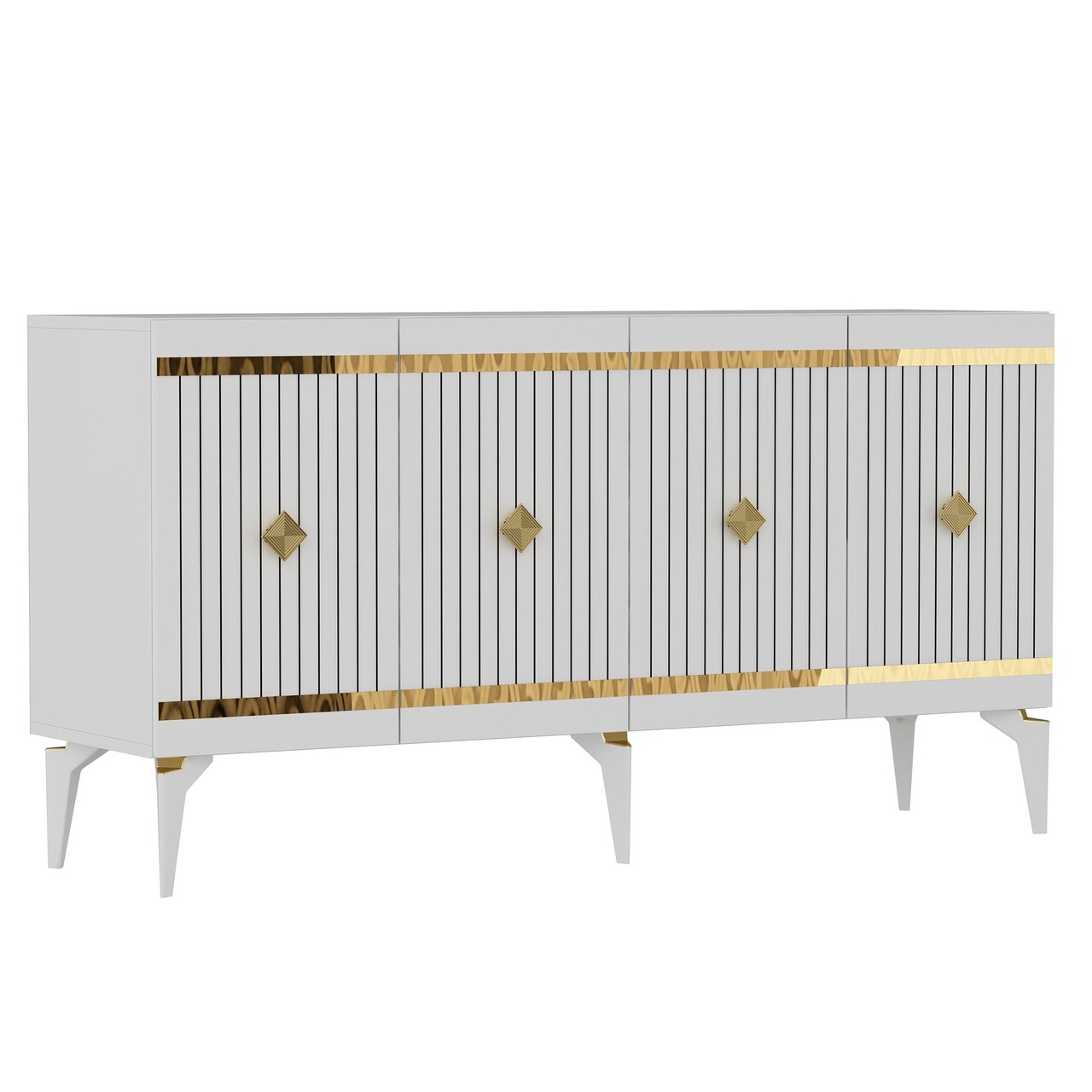 Consola, Hanah Home, Lenora, 150x79x40 cm, PAL , Alb/Auriu - view 6