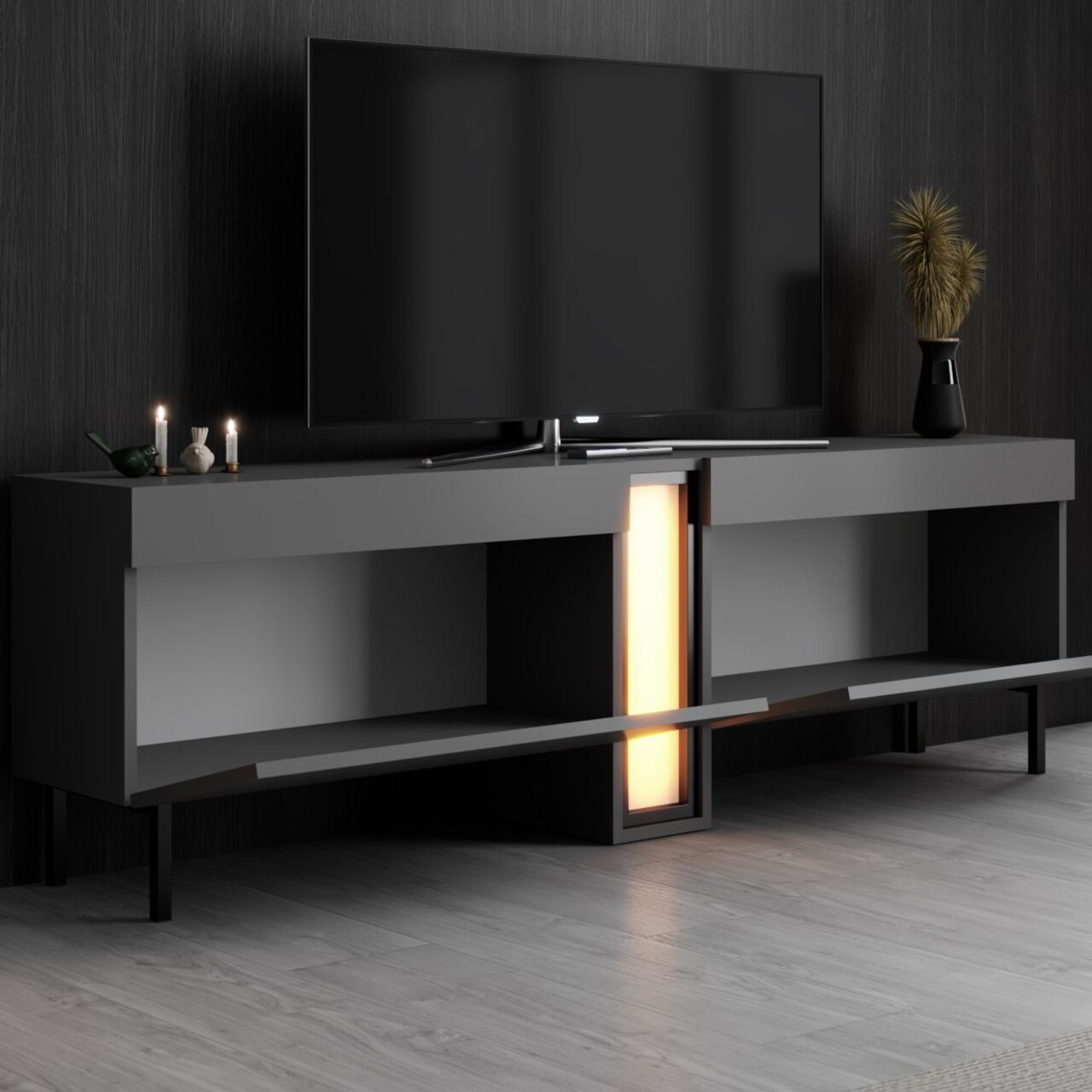 Comoda TV, Hanah Home, Nova, 180x55x32 cm, Antracit - view 3