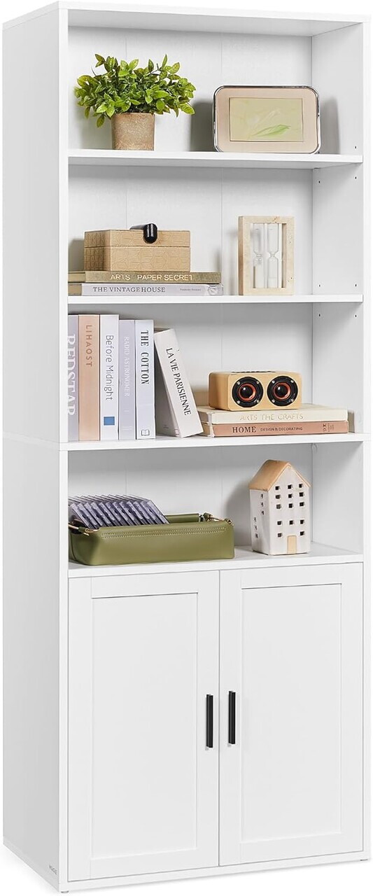 Biblioteca cu 6 niveluri, Vasagle, 60x24x175 cm, PAL/MDF, alb - imagine 3