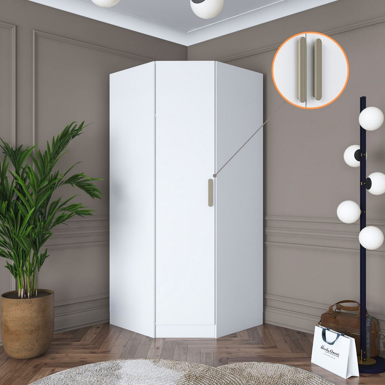 Dulap pentru haine, Hanah Home, BA140, 91x210x57.5 cm, PAL melaminat, Alb - view 2