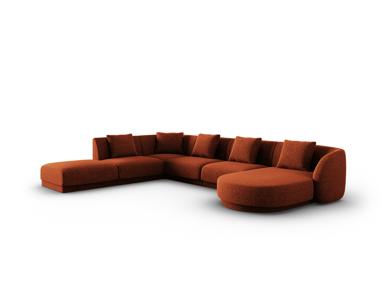 Coltar panoramic stanga 6 locuri, Tulum, Cosmopolitan Design, 330x255x70 cm, tesatura chenille, teracota - 1 | YEO