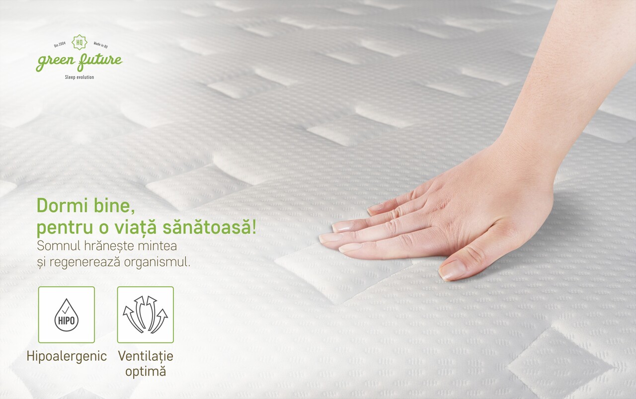 Saltea Ortopedica, Dakota, 120x200x34 cm, Arcuri Pocket, 5 cm spuma Memory, 7 Zone de Confort, fermitate medie - imagine 6