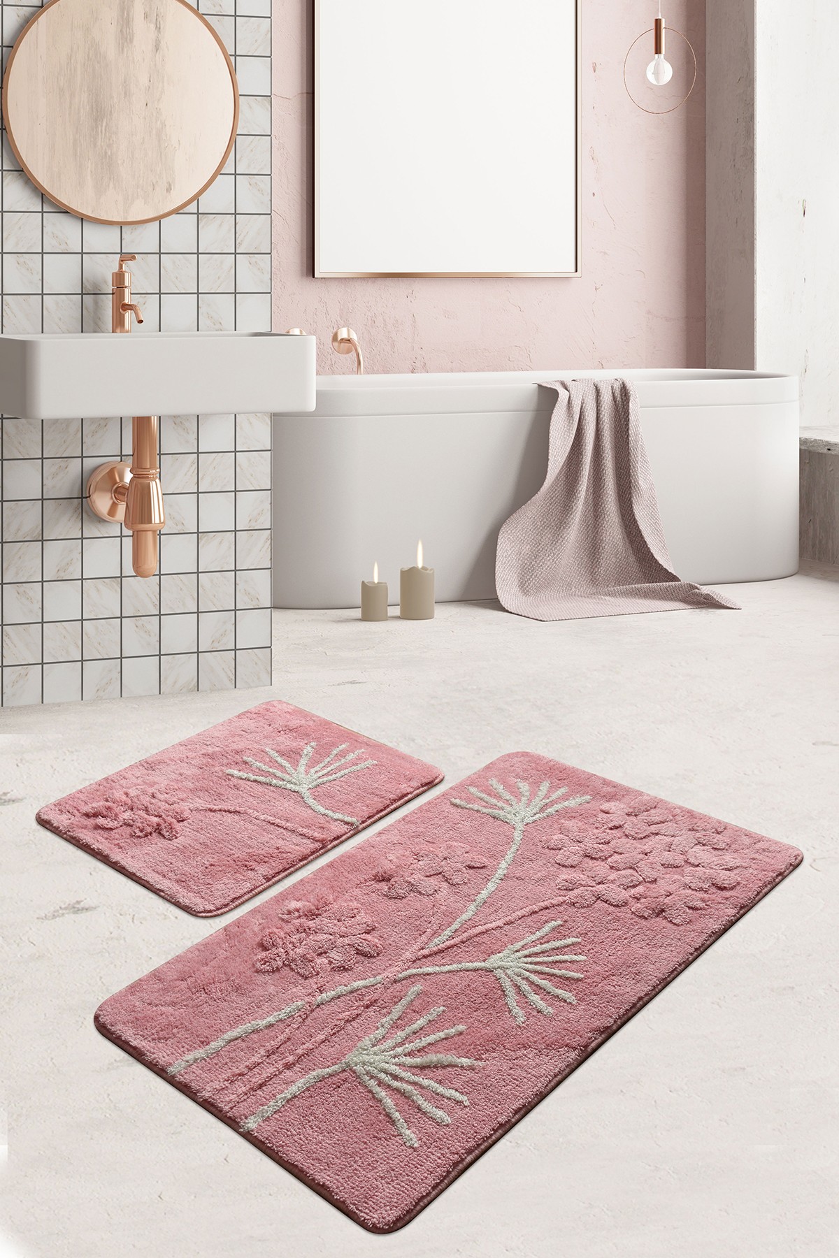 Set covorase de baie 2 piese, L'essentiel Maison, Orchid, Multicolor