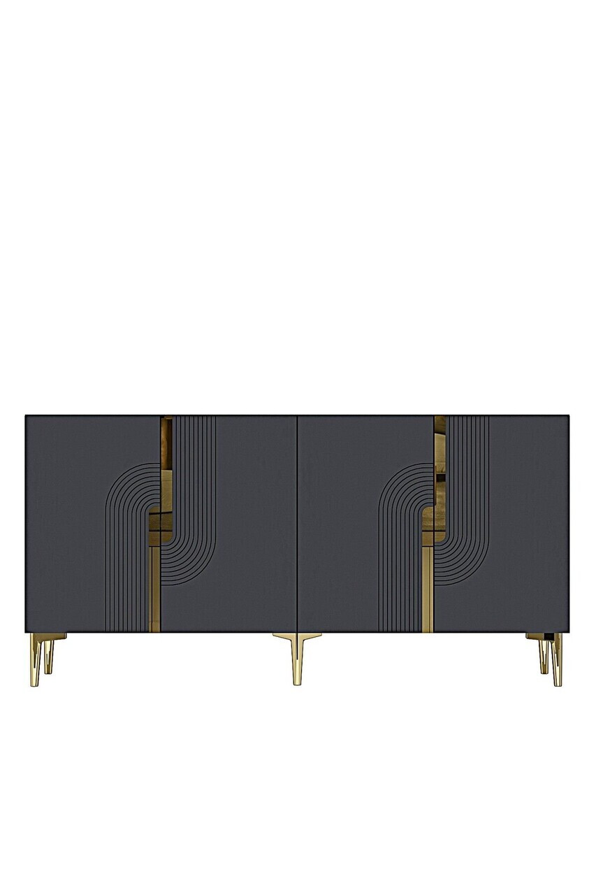 Consola, Hanah Home, Meyra 180, 180x75x32 cm, Antracit / Aur — imaginea 4