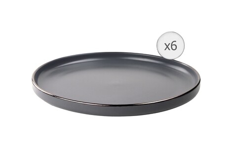 Set 6 farfurii intinse Calypso, Art of Dining by Heinner, 27 cm, ceramica, gri