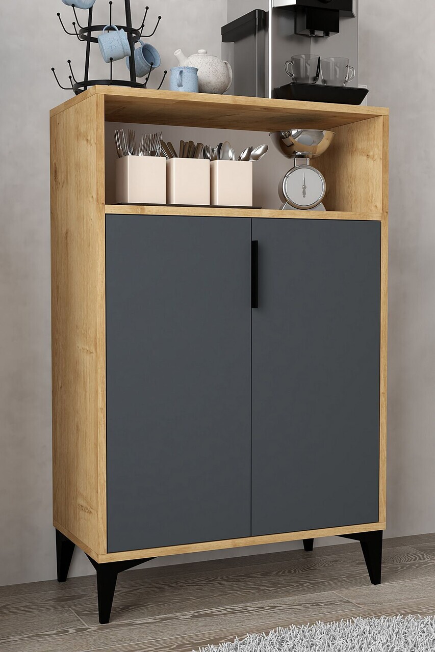 Dulap multifunctional, Hanah Home, Ada 1204, 72x114x36.5 cm, PAL, Stejar safir / Antracit — imaginea 4
