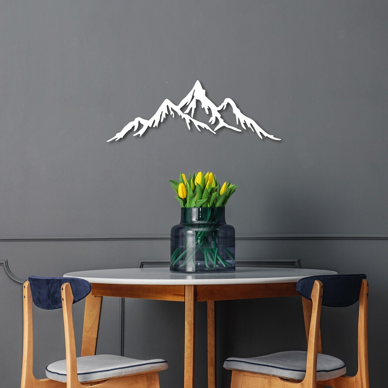 Decoratiune de perete, Full Mount And Mountain, Dimensiune: 62 x 22 cm, Alb — imaginea 2