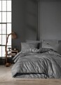 Lenjerie de pat dubla, 6 piese, 200x220 cm, 100% bumbac, Saheser, Greta, gri
