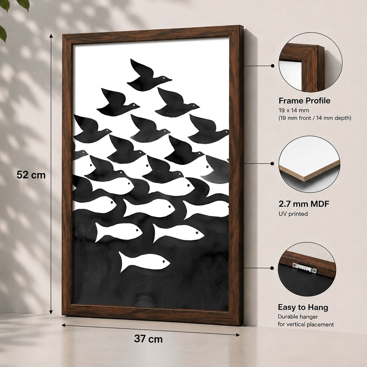 Tablou decorativ, 3752KACT-052, Fundal: 100% MDF (Grosime: 2,7 mm) Vopsire: Imprimare UV, Multicolor — imaginea 2