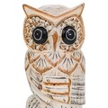Decoratiune, Owl, Creaciones Meng, 30 cm, lemn de arbore de matase, alb antic