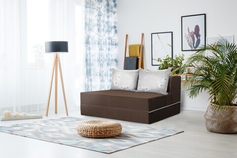 Canapea Extensibila Urban Living Bedora 136x80x40 Cm Dark Chocolate/ Daisies Flower