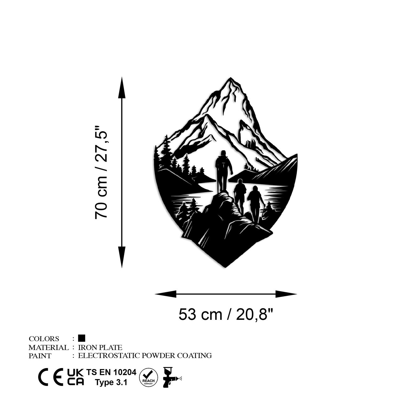 Decoratiune de perete, Unconquered Peak, Dimensiune: 70 x 53 cm, Negru — imaginea 7