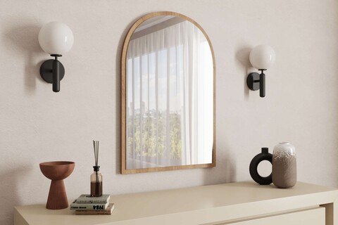 Oglinda decorativa, Siam, Brilya, 60x90x2.2 cm, Stejar