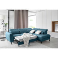 Coltar extensibil dreapta 4 locuri ELTAP, RT-38SAV, Noble, 255x201x100 cm, lemn/poliester, albastru inchis