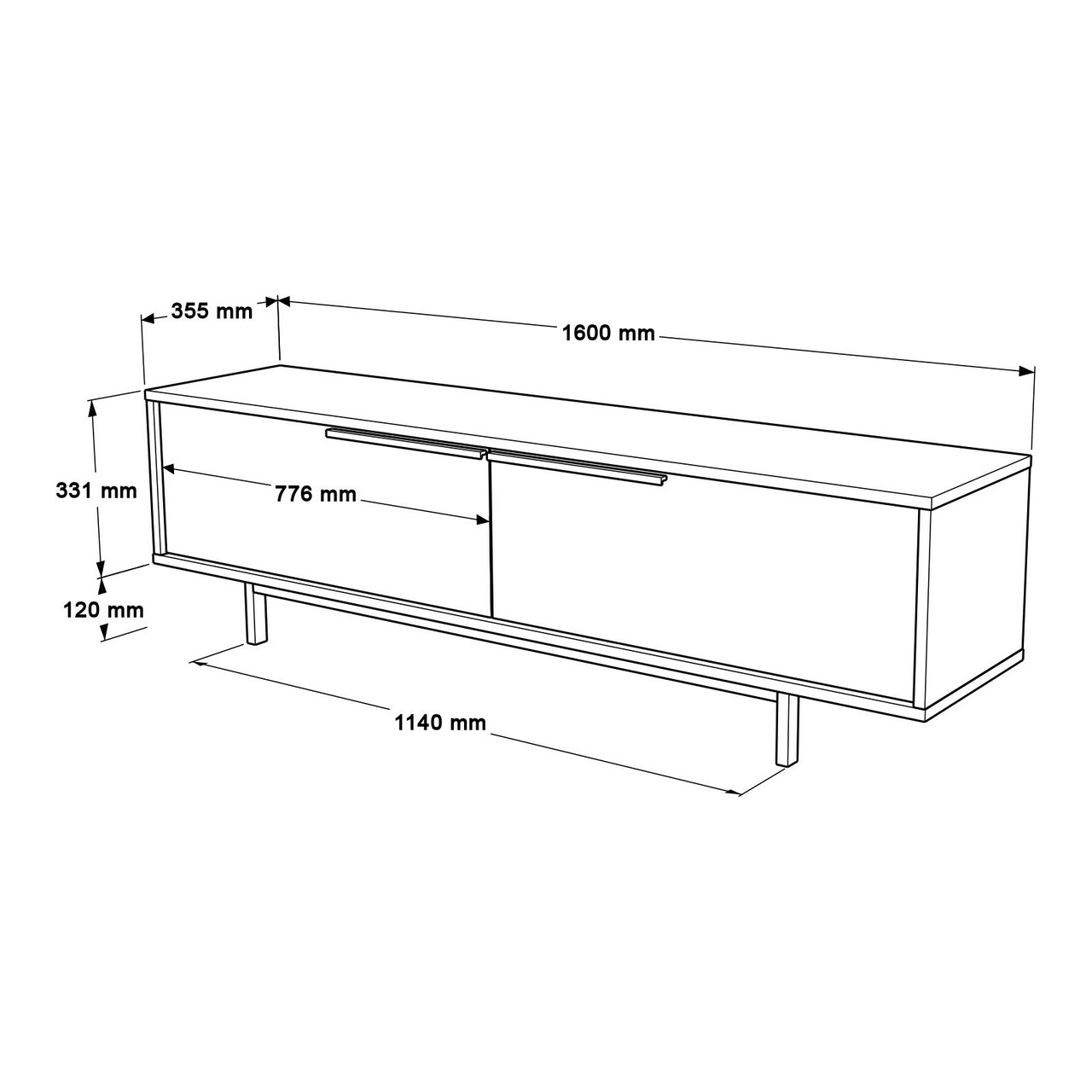 Comoda TV, Locelso, On1-Su, 160x45.1x35.5 cm, PAL, Nuc / Stejar