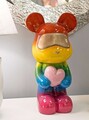 Figurina /sculptura decorativa Rainbow Standing Teddy, Mauro Ferretti, 22.5x17.5x42.5 cm, polirasina, multicolor