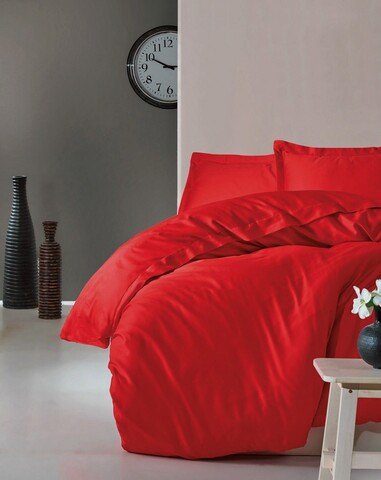Lenjerie de pat pentru o persoana Single XL (DE), Elegant - Red, Cotton Box, Bumbac Satinat