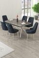 Set masa extensibila si scaune (7 piese), Hanah Home, Nis, Antracit / Crom