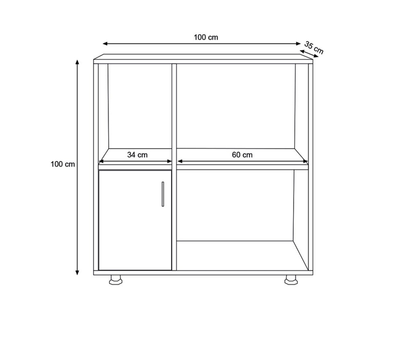 Dulap multifunctional, Lacivert, Nehir, 100x100x35 cm, Stejar / Alb