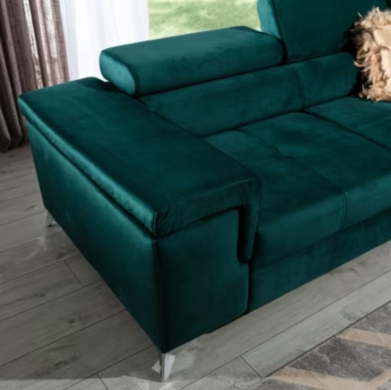 Coltar extensibil dreapta 4 locuri ELTAP, Ric-56, Ricardo, 281x205x88 cm, lemn/poliester, verde inchis - view 8