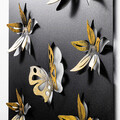 Decoratiune de perete, Yuhuan, Metal, Dimensiune: 40 x 1,5 x 70 cm, Negru