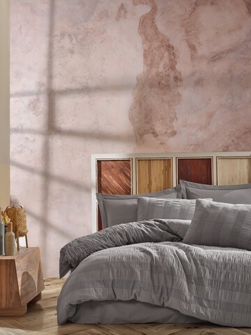 Lenjerie de pat dubla, 6 piese, 200x220 cm, 100% bumbac, saheser, salmon, gri