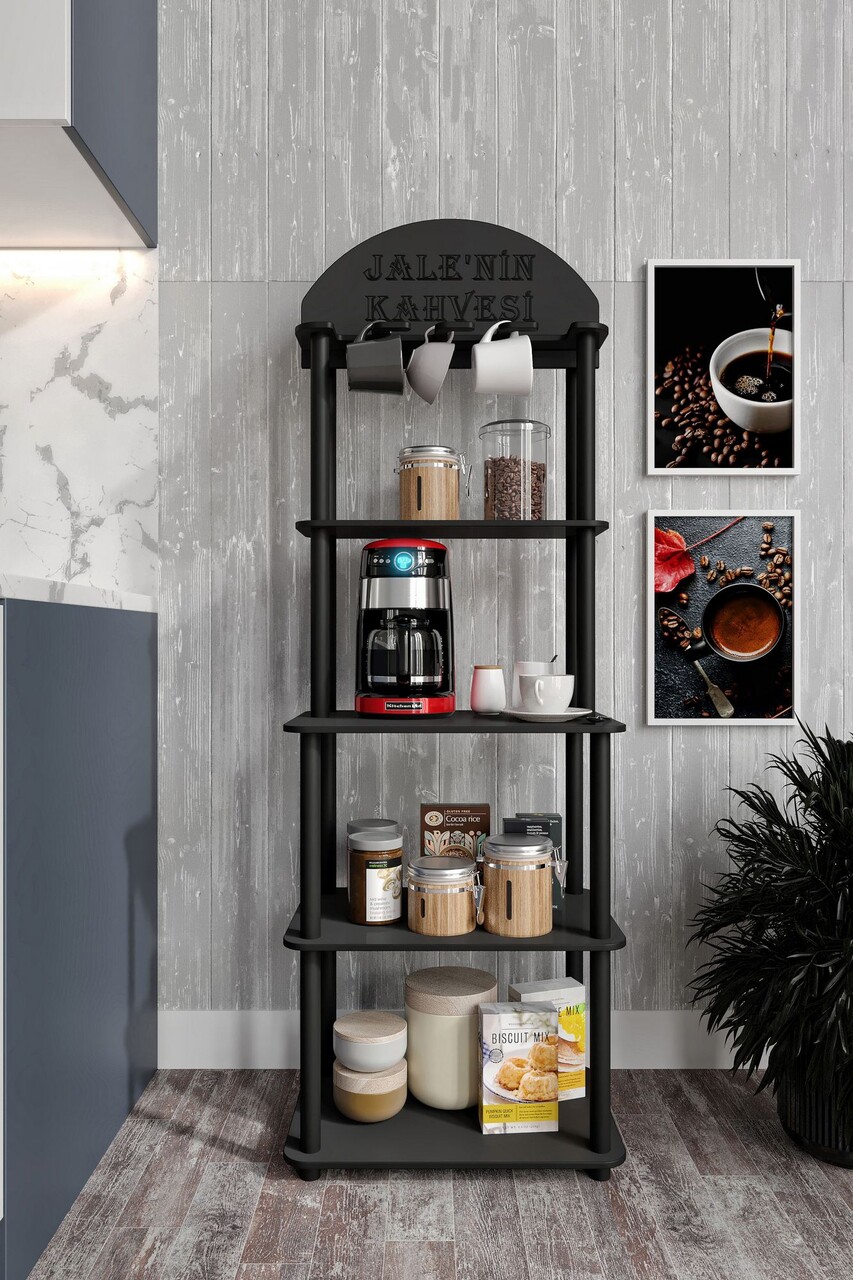 Dulap de bucatarie, Hanah Home, Lungo, 30x50x140 cm, MDF , Negru - imagine 6
