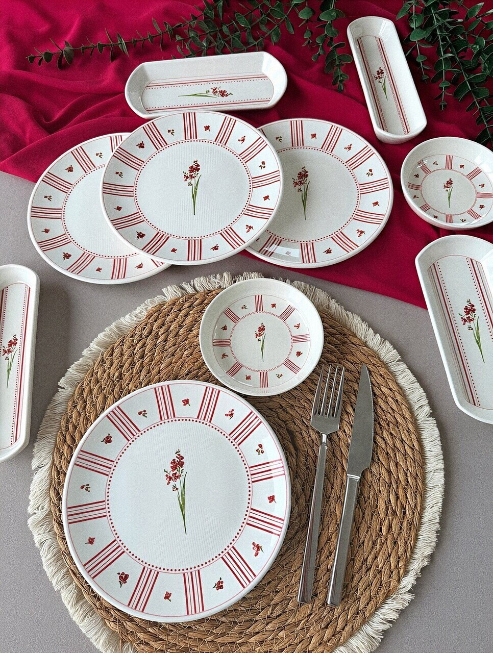 Set de mic dejun, Hermia, 759NRE1145, Ceramica, Platou: 20 x 9 x 3 cm (2 bucăți), Roz/Alb - view 2