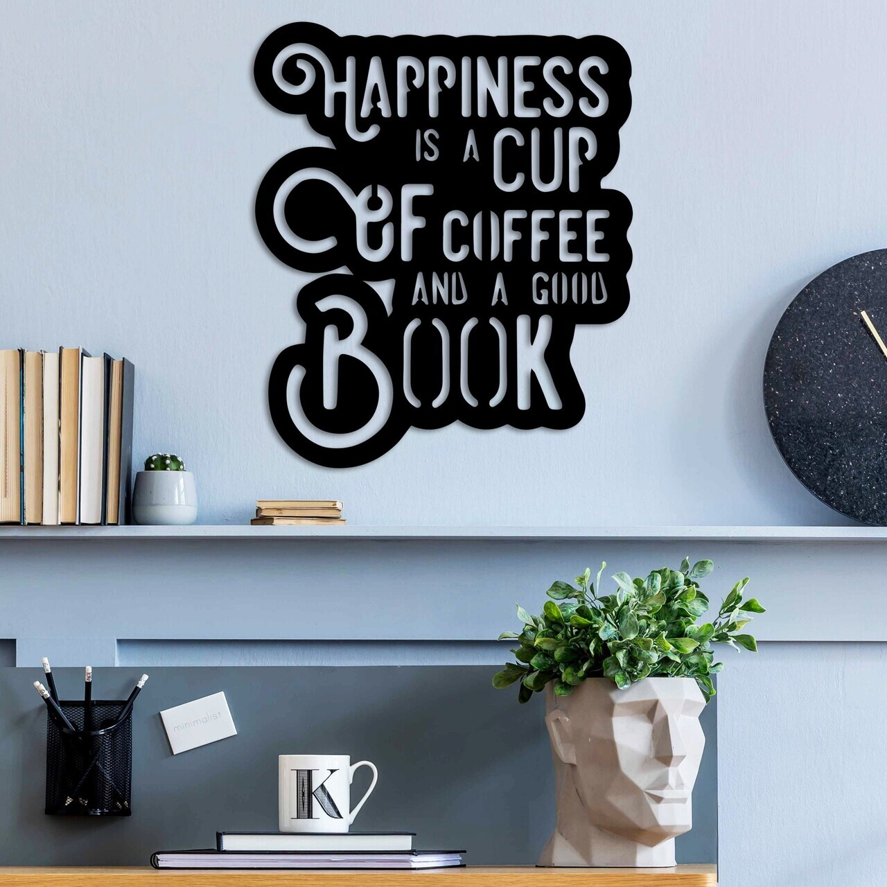 Decoratiune de perete, Happiness Coffee, Dimensiune: 38 x 44 cm , Negru — imaginea 2