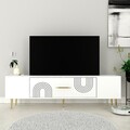 Comoda TV, Olivia, Dekol2, Alb/Auriu