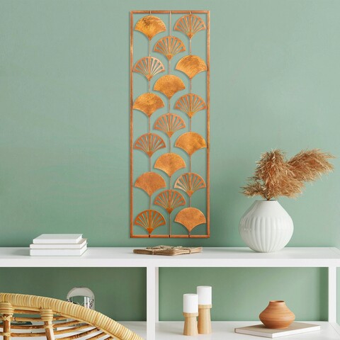Decoratiune de perete, fan, metal, dimensiune: 32 x 90 cm, multicolor