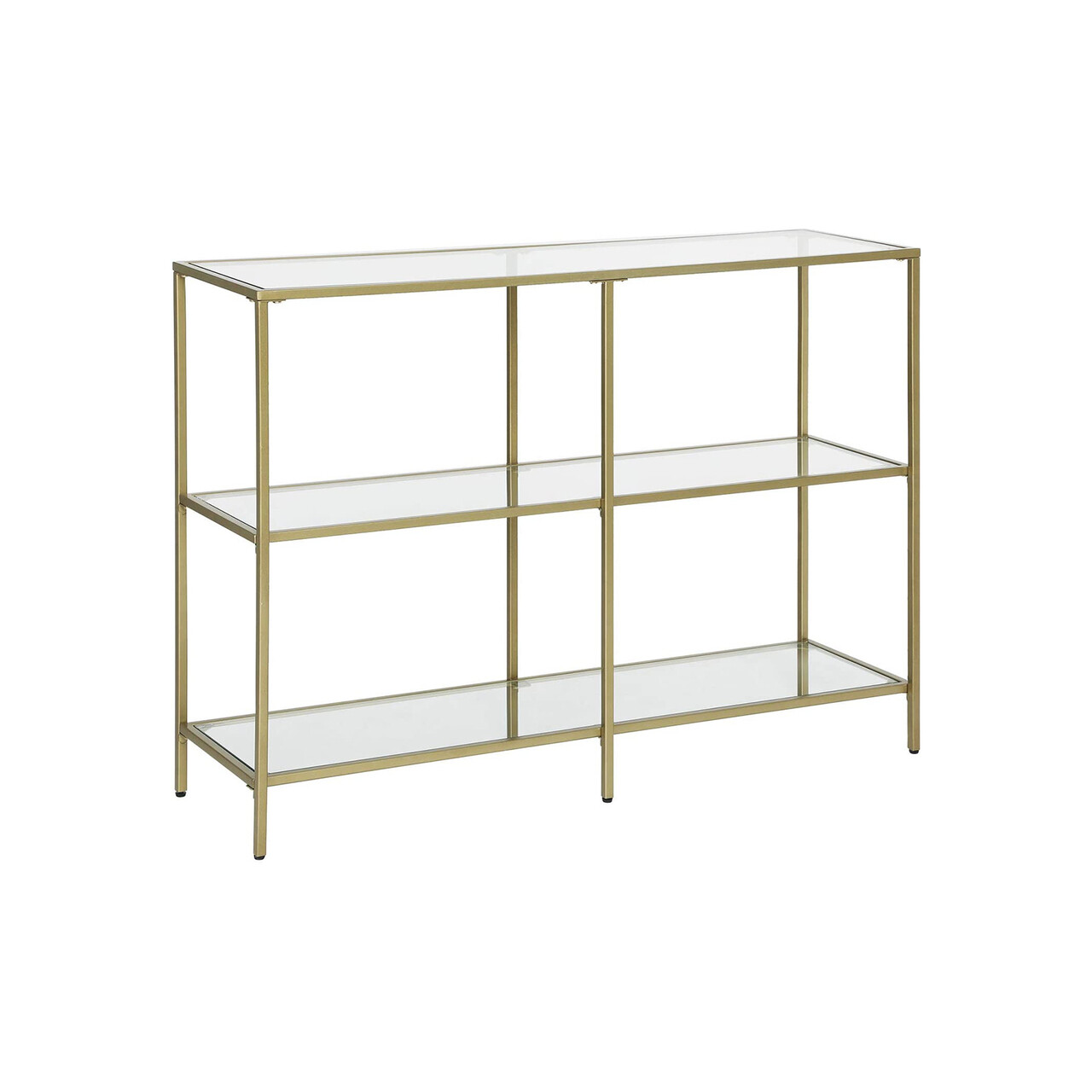 Consola, Vasagle, 100x30x73 cm, sticla temperata/otel, auriu - imagine 4