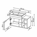 Dulap de baie cu chiuvetă, Hanah Home, Likya 82, 82x54x38.6 cm, PAL, Gri deschis
