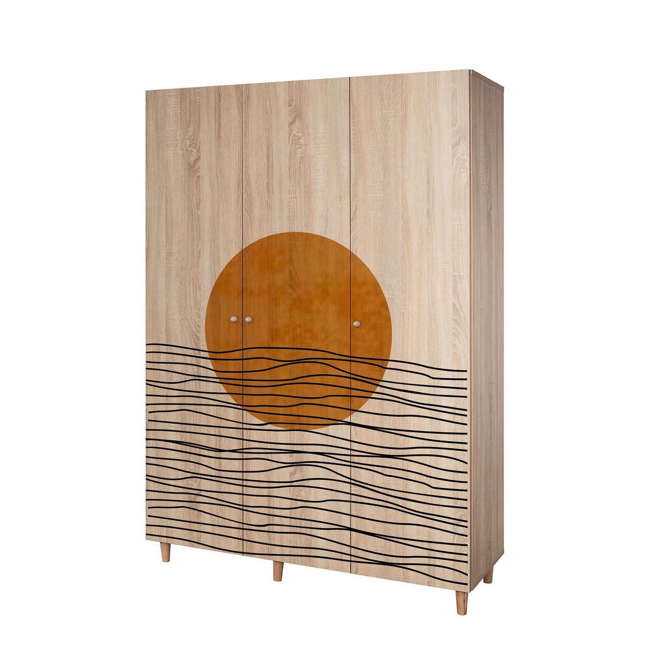 Dulap pentru haine, Vella, Lena 3 -974, 135x192x52 cm, PAL, Sonomo - 2 | YEO