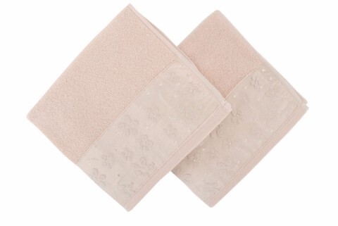 Set 2 prosoape de maini 50x90 cm, 100% bumbac, soft kiss, papatya beige