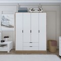 Dulap pentru haine, Miwood, Nisan 1600-018, Nuc deschis / Alb