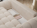 Canapea extensibila 3 locuri ELTAP, Cotonn, 256x119x105 cm, lemn/poliester, alb murdar