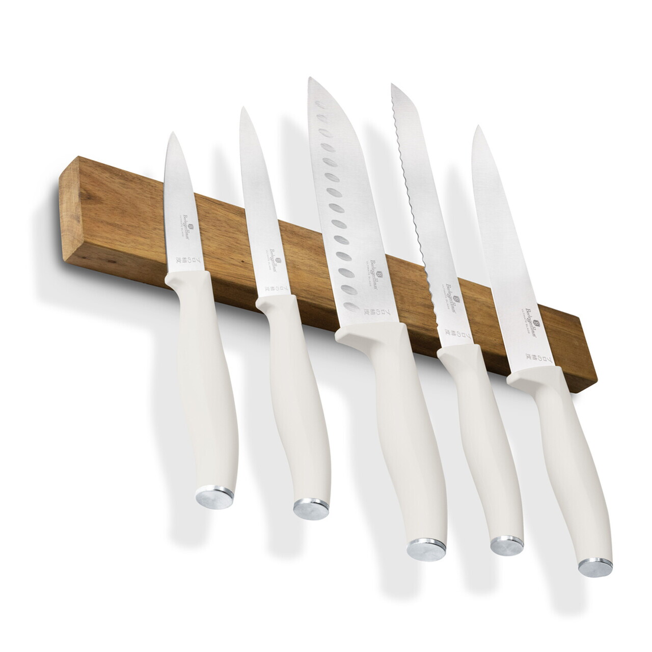 Set 5 cutite cu suport magnetic Berlinger Haus, Sahara, inox/lemn, crem mat/natur - imagine 2