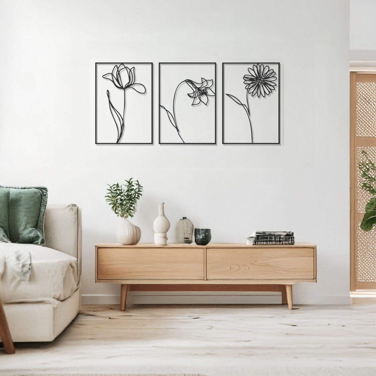 Set de accesorii decorative de perete din metal, DCV-1103-MT, Dimensiune: 30 x 50 cm (3 bucăți), Negru — imaginea 2