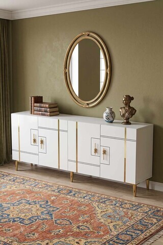 Consola, Hanah Home, Ilay 180, 180x75x32 cm, Alb/Auriu