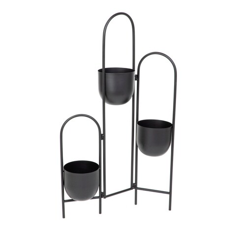 Suport pentru 3 ghivece Floero, Homla, 49x14x80 cm, metal, negru