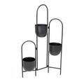 Suport pentru 3 ghivece Floero, Homla, 49x14x80 cm, metal, negru