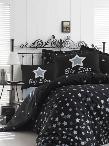 Lenjerie de pat pentru o persoana (es), 2 piese, whitestar - black, eponj home, 65% bumbac/35% poliester