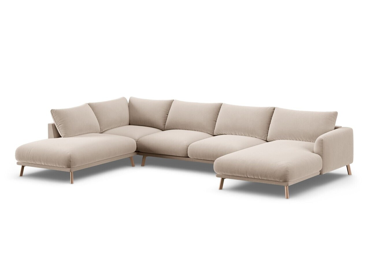Coltar panoramic stanga 6 locuri, Naomi, Micadoni Home, 365x235x75 cm, catifea, bej — imaginea 5