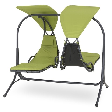 Leagan dublu, Twin, 215 x 185 x 200 cm, otel, negru/verde 185