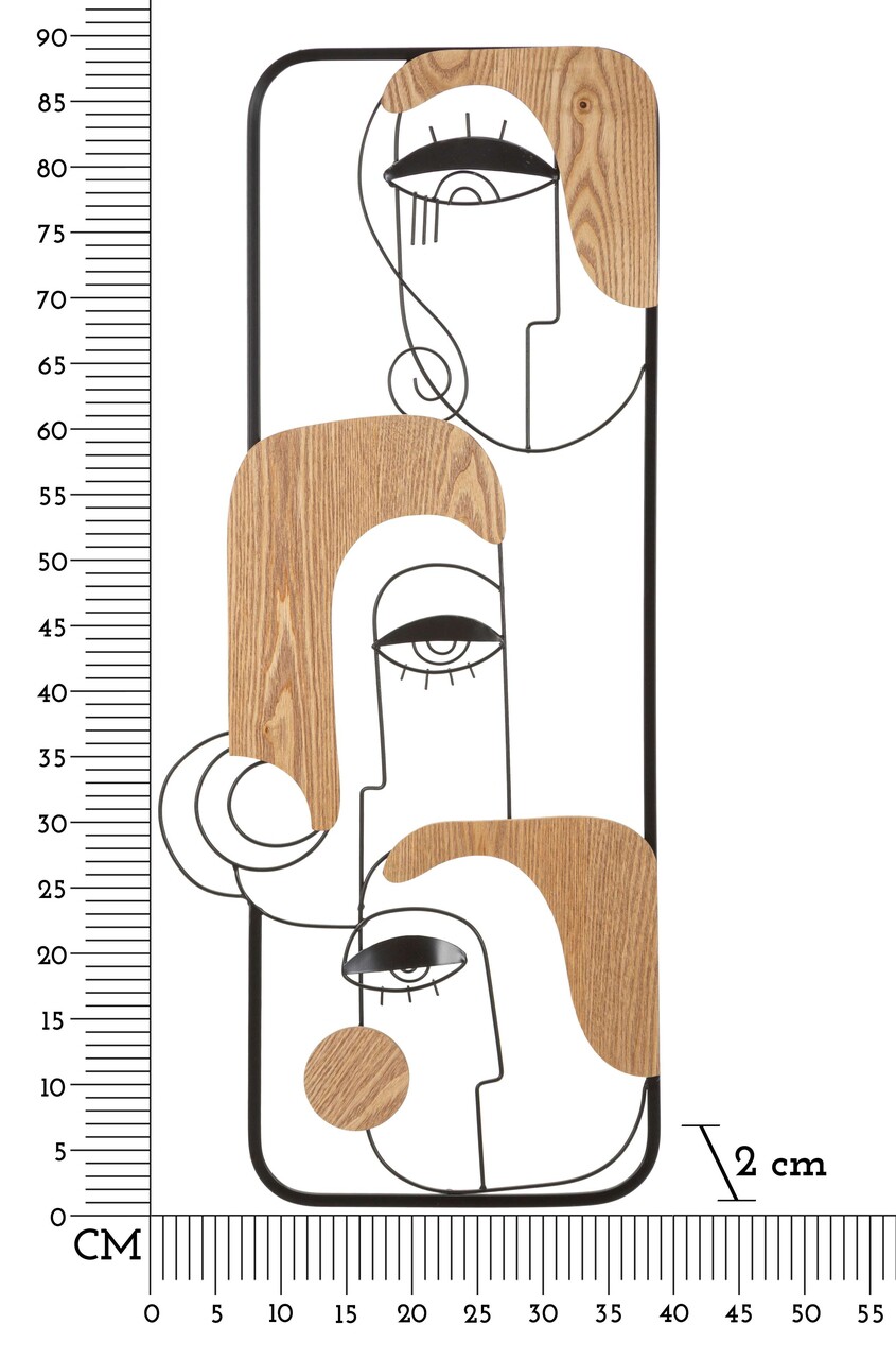 Decoratiune de perete Picassy, Mauro Ferretti, 38x89.5 cm, fier/MDF, negru/maro - 1 | YEO